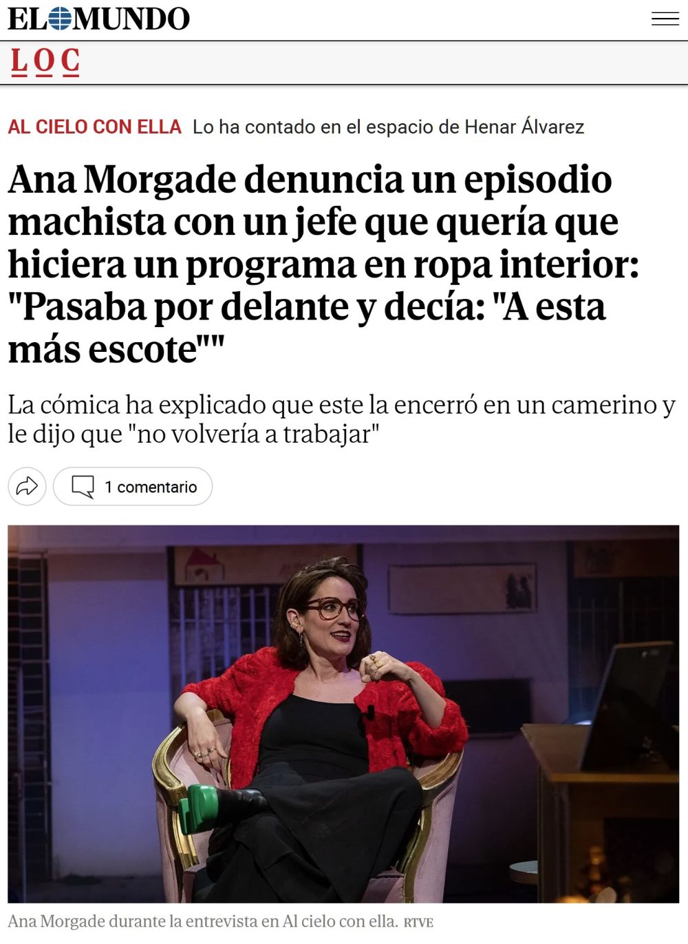 Ana Morgade cuenta cómo ella también sufrió machismo en el trabajo.