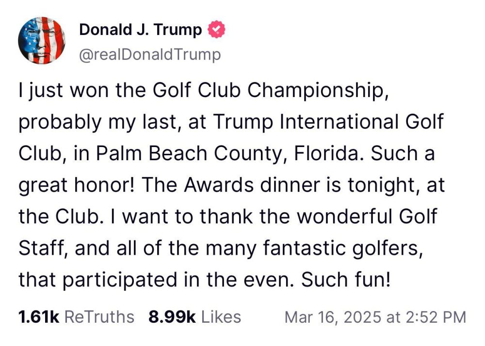 Donald Trump alardea de haber ganado un torneo de un club de golf que tiene su nombre, pero que podría haberse llamado “si me ganas estás despedido“.