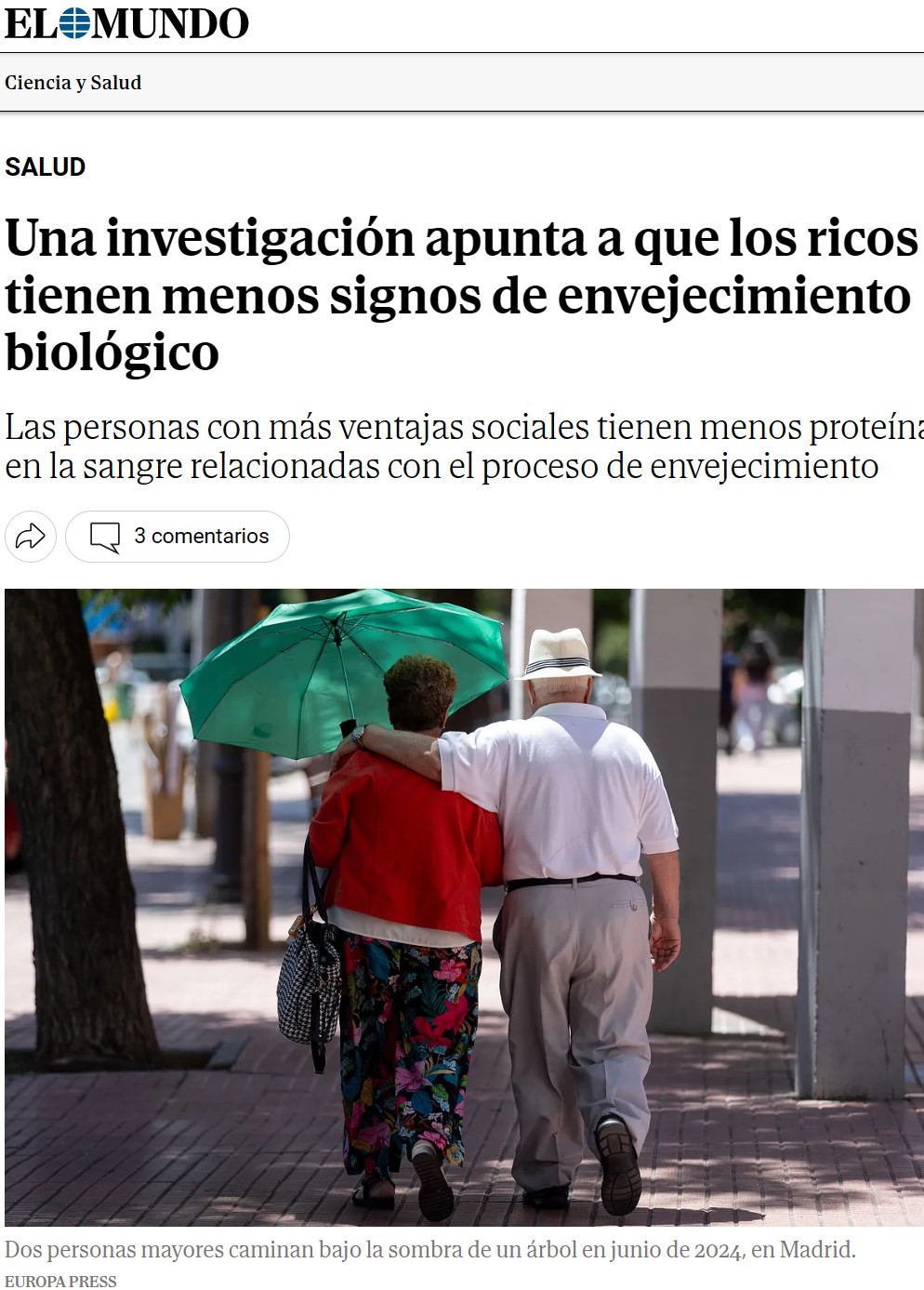 Una investigación desvela que los ricos envejecen menos,