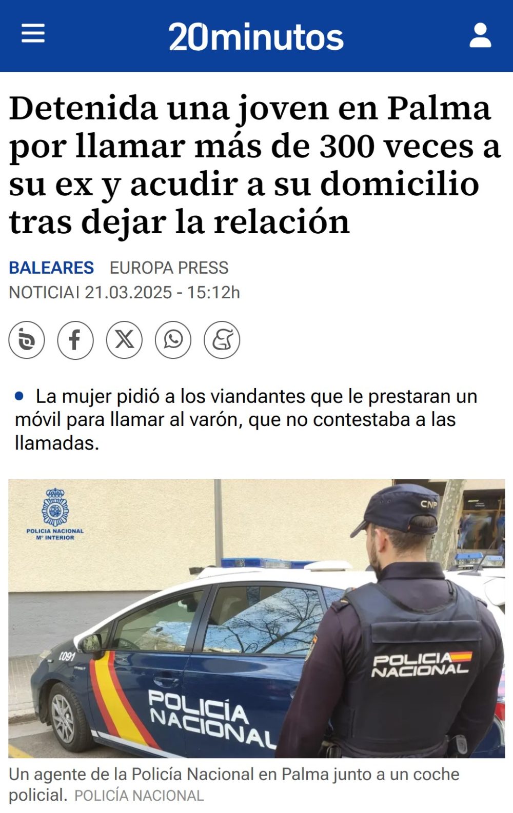 Detenida una chica por llamar 338 veces a su ex.