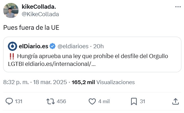 Hungría aprueba DEMOCRÁTICAMENTE una ley que prohibe la marcha del Orgullo LGTBI.