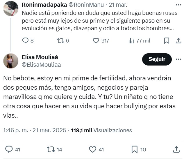 Elisa Mouliaá dice que está en su "PRIME FÍSICO" y sube fotos para demostrarlo.