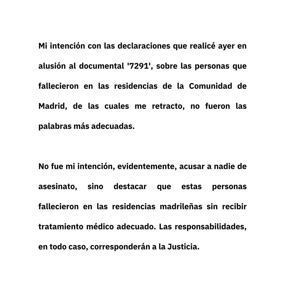 Comunicado de Reyes Maroto sobre el documental 7291.