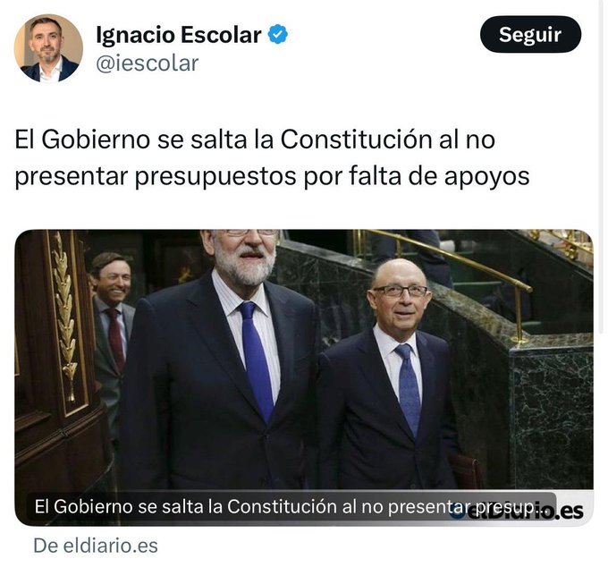 Ignacio Escolar justifica ahora que el Gobierno no presente los presupuestos: "Esta situación es la normalidad en casi toda Europa".