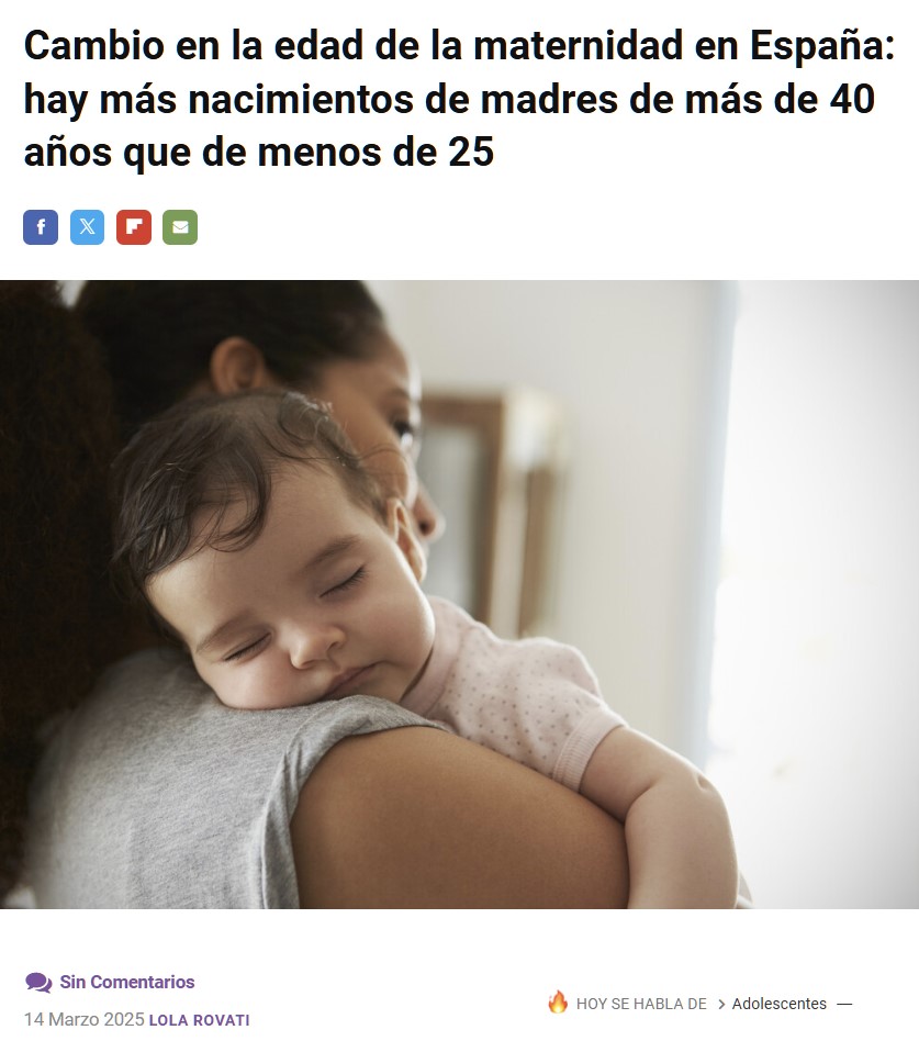 Ya hay más madres de más de 40 que de menos de 25.