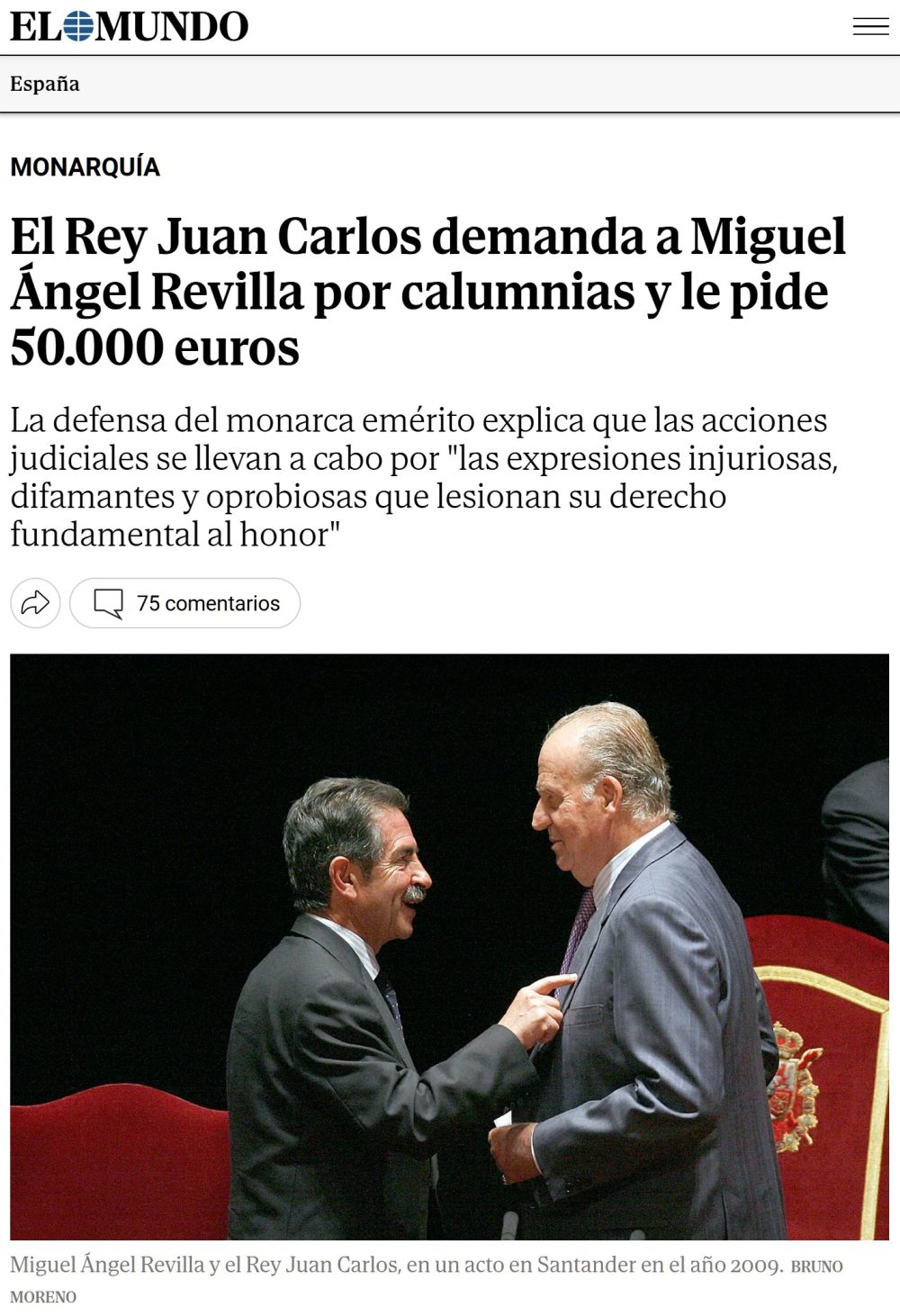 Juancar demanda a Revilla por derecho al honor.