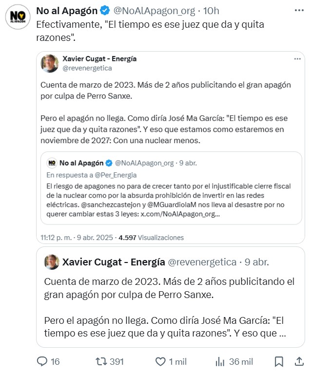 El colectivo "No al Apagón" presagiaba desde hace años lo que sucedió ayer.