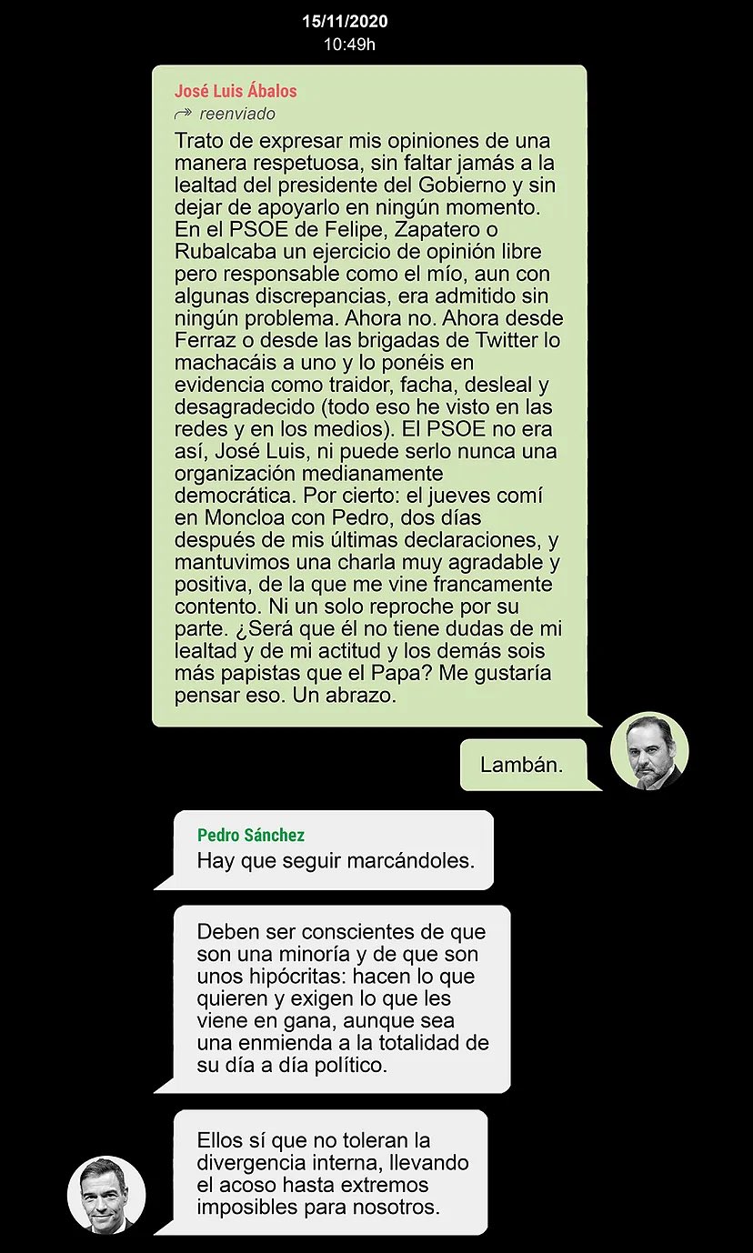 El Mundo ha filtrado mensajes entre Pdro Snchz y Ábalos.