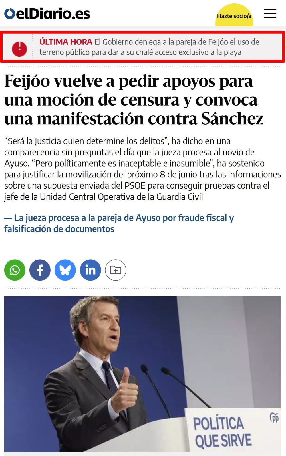 Cuando el titular te ha quedado demasiado rodilleras y lo editas para que no sea tan evidente.