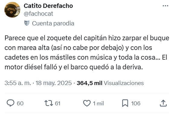 Por lo visto el barco que chocó contra el puente de Brooklyn tenía marineros mexicanos subidos a los mástiles...
