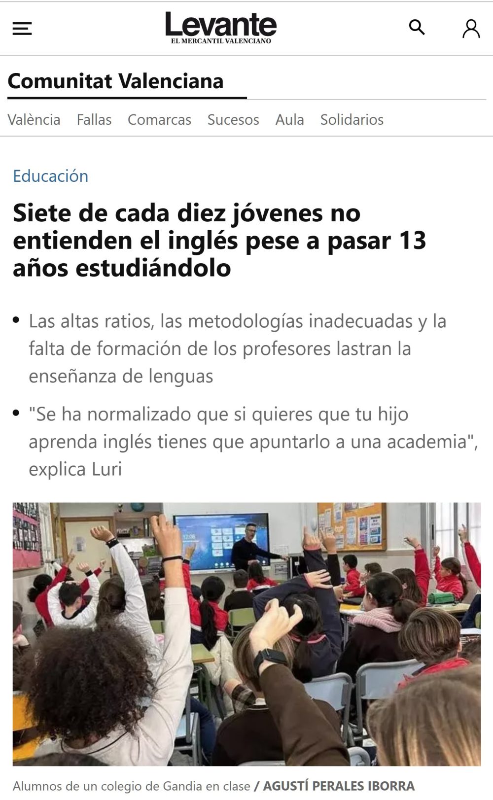 BREAKING NEWS: El inglés se enseña mal.