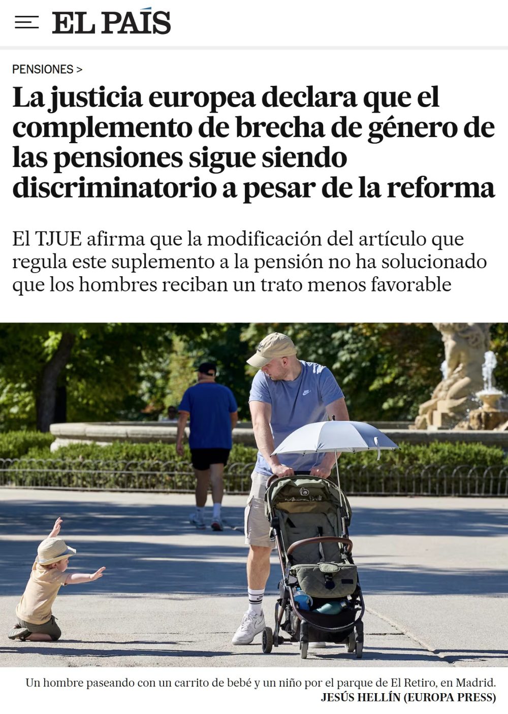 La Justicia Europea lo tiene claro: el complemento de “brecha de género” de las pensiones es discriminatorio hacia los hombres.