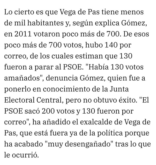 omás Gómez: “He visto a Sánchez coger una urna y meterla detrás de un biombo para cambiar el resultado”.