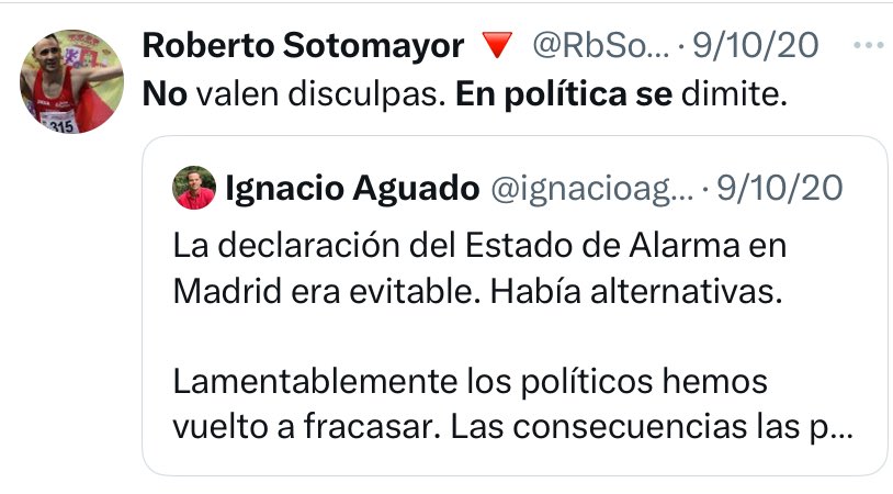 Roberto en 2020: No valen las disculpas, se dimite.