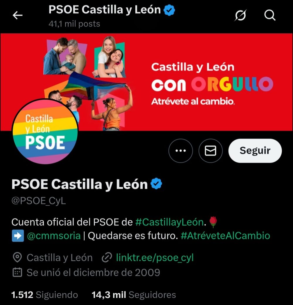 El PSOE adapta sus perfiles al orgullo... pero no todos.