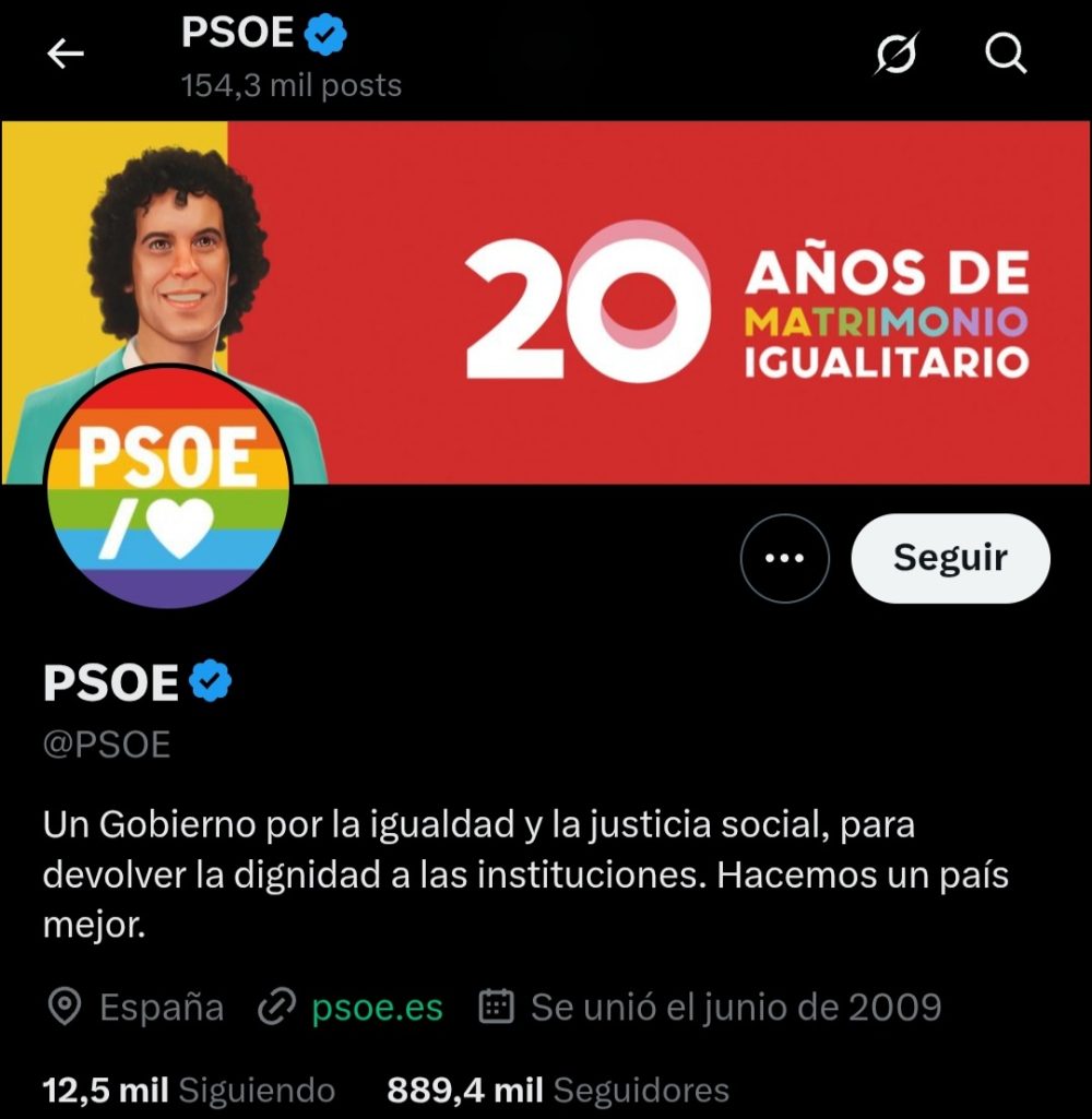 El PSOE adapta sus perfiles al orgullo... pero no todos.