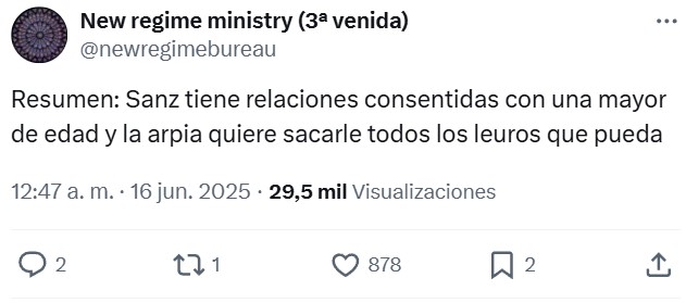 Algo está cambiando cuando una tipa sale en redes diciendo que Alejandro Sanz "se aprovechó de ella" cuando tenía 19 años y la respuesta es: "Responsabilízate de tus mіerdas, que eres adulta".