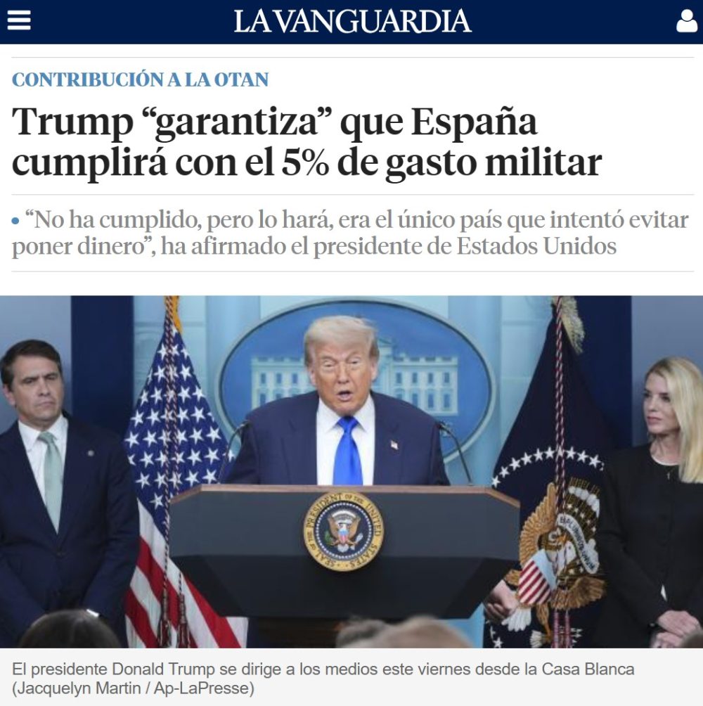 Trump garantiza que España pagará el 5%