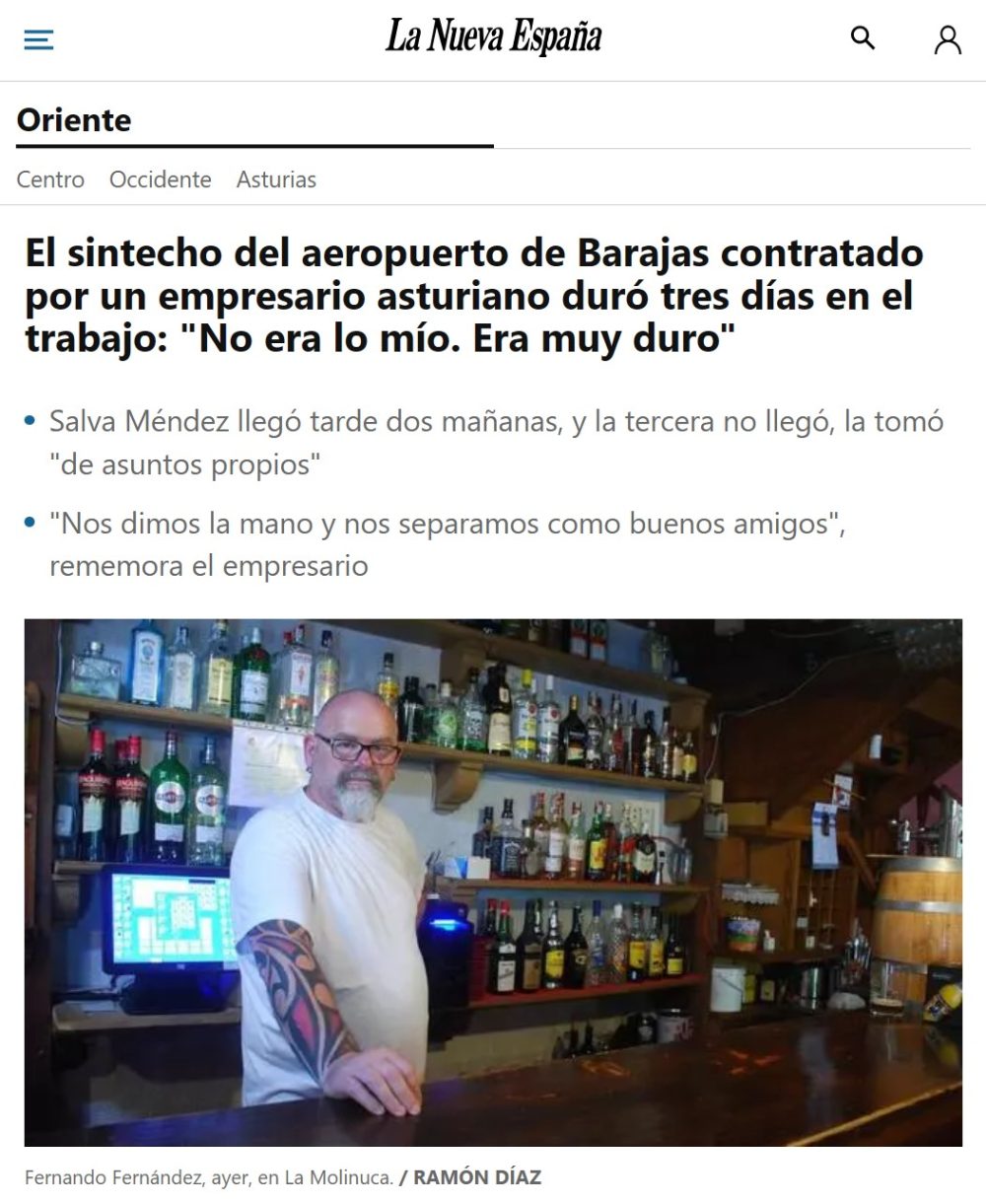 Un empresario da trabajo al sintecho del aeropuerto de Barajas y no dura ni tres días porque "es muy duro".