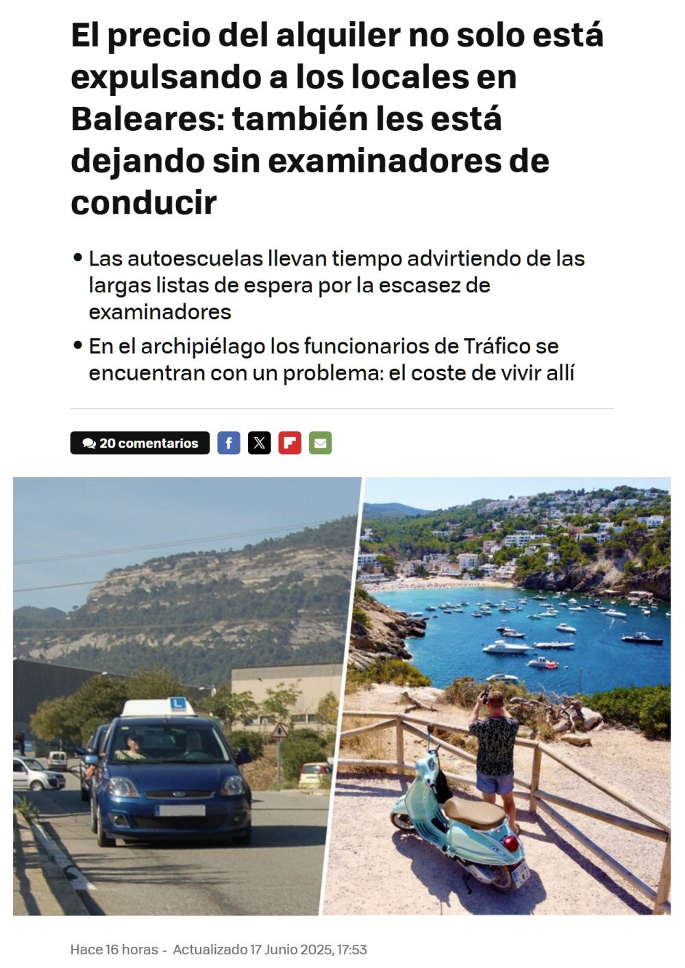 Baleares se está quedando sin examinadores por el precio de la vivienda.