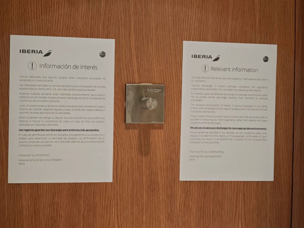 Iberia: "Hemos detectado que algunos usuarios están realizando actividades de autopIacer en nuestros baños".
