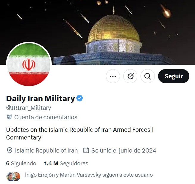 Información 100% real nofake 1 link mega de parte de una cuenta que informa sobre la actualidad militar de Irán con 1,4 millones de seguidores.