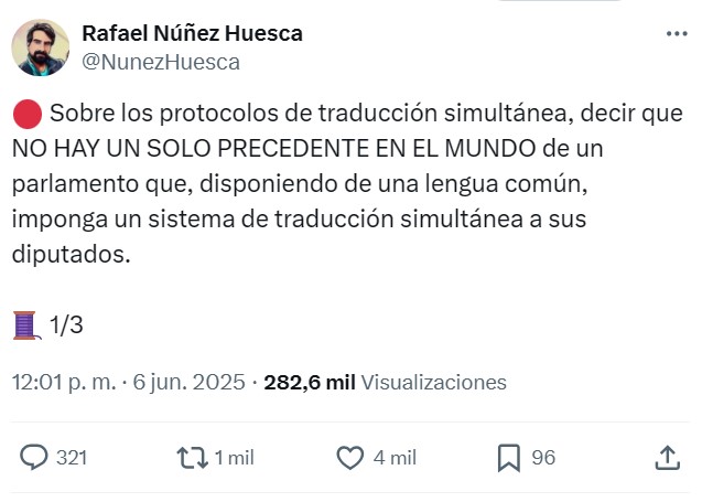 El esperpento de los pinganillos entre hablantes de un mismo idioma solo se da en España.