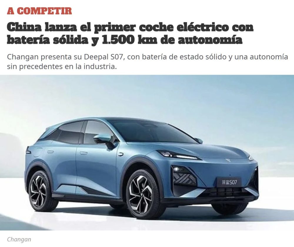 China lanza el primer coche eléctrico con batería sólida y 1.500 km de autonomía
