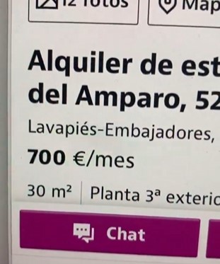 Atentos a este coqueto piso de 30m2 que podéis alquilar por el módico precio de 700€/mes en Lavapiés.