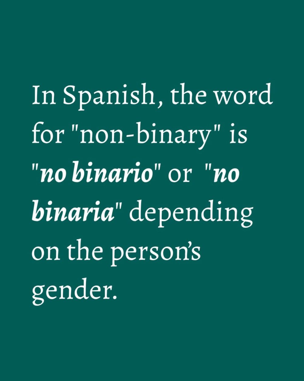 El término "no-binario" en español es especialmente chanante si no eres español.