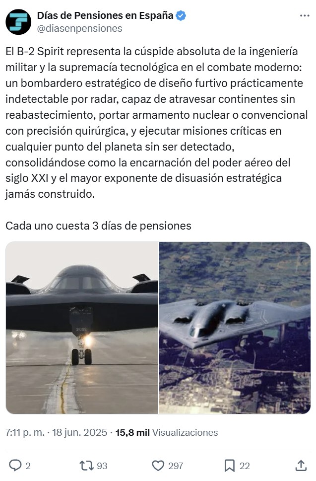 Varios B-2 Spirit han salido de EEUU dirección Irán.