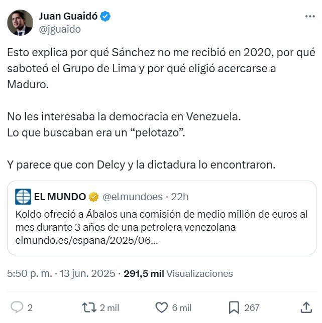 Koldo ofreció a Ábalos una comisión de medio millón de euros al mes durante 3 años de una petrolera venezolana.