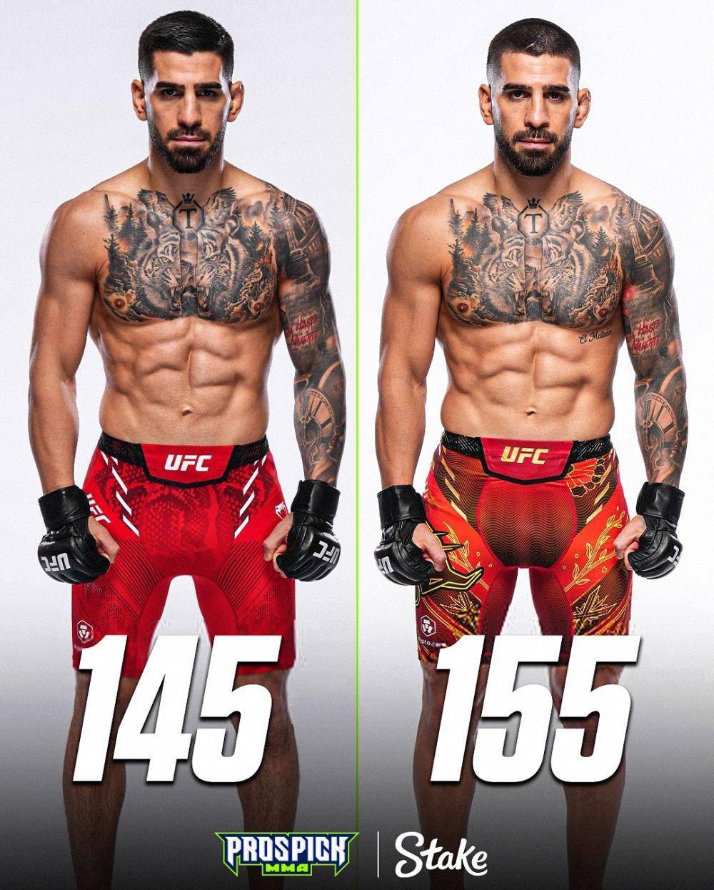 El cambio físico de Ilia Topuria tras ganar 4 kilos para subir de categoría.