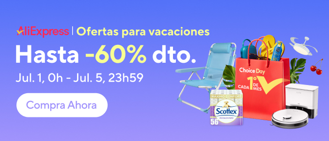Códigos de descuento para la campaña Oferta para Vacaciones en Aliexpress.
