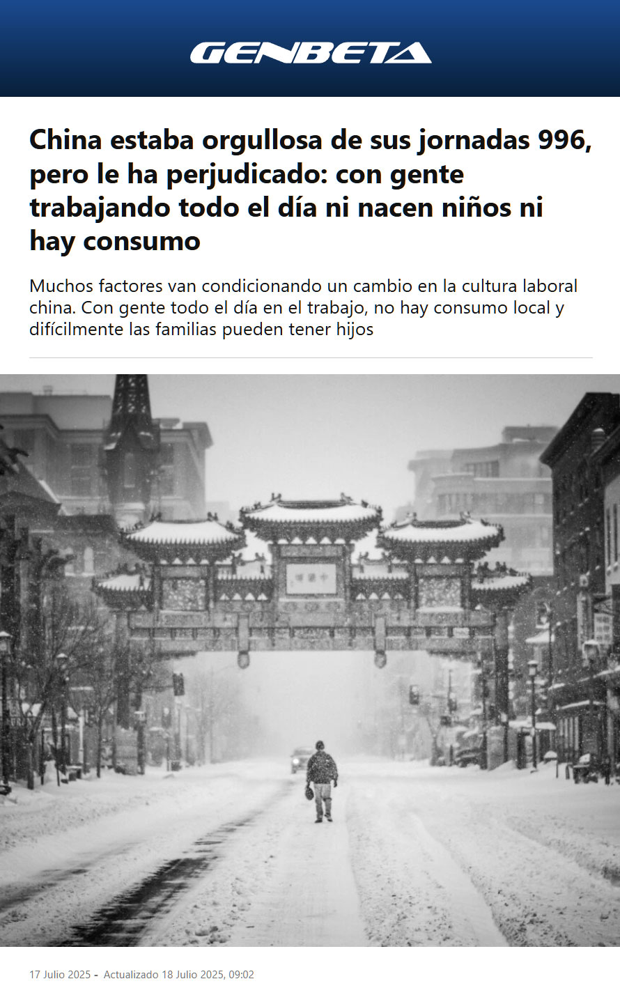 China acaba de descubrir que estar todo el día trabajando no deja tiempo para tener familia ni para consumir.