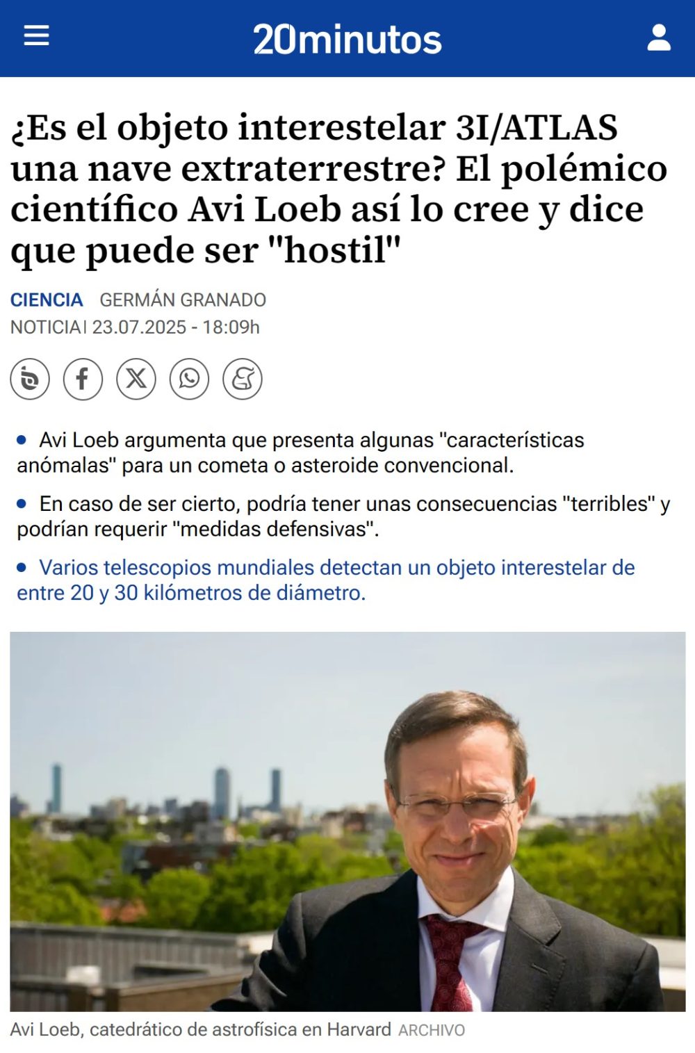 Detectan un objeto interestelar que podría ser hostil.