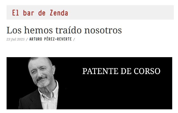 Os recomiendo este artículo que publicó ayer Pérez Reverte en 20 periódicos españoles.