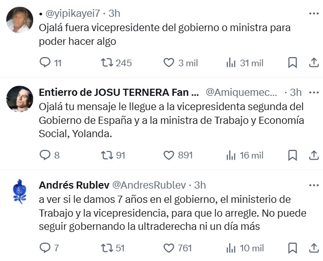 Yolanda Díaz: «He hecho la compra hace dos días, he comprado fruta y me ha costado 30 euros, hay muchas familias que no pueden hacer esto».