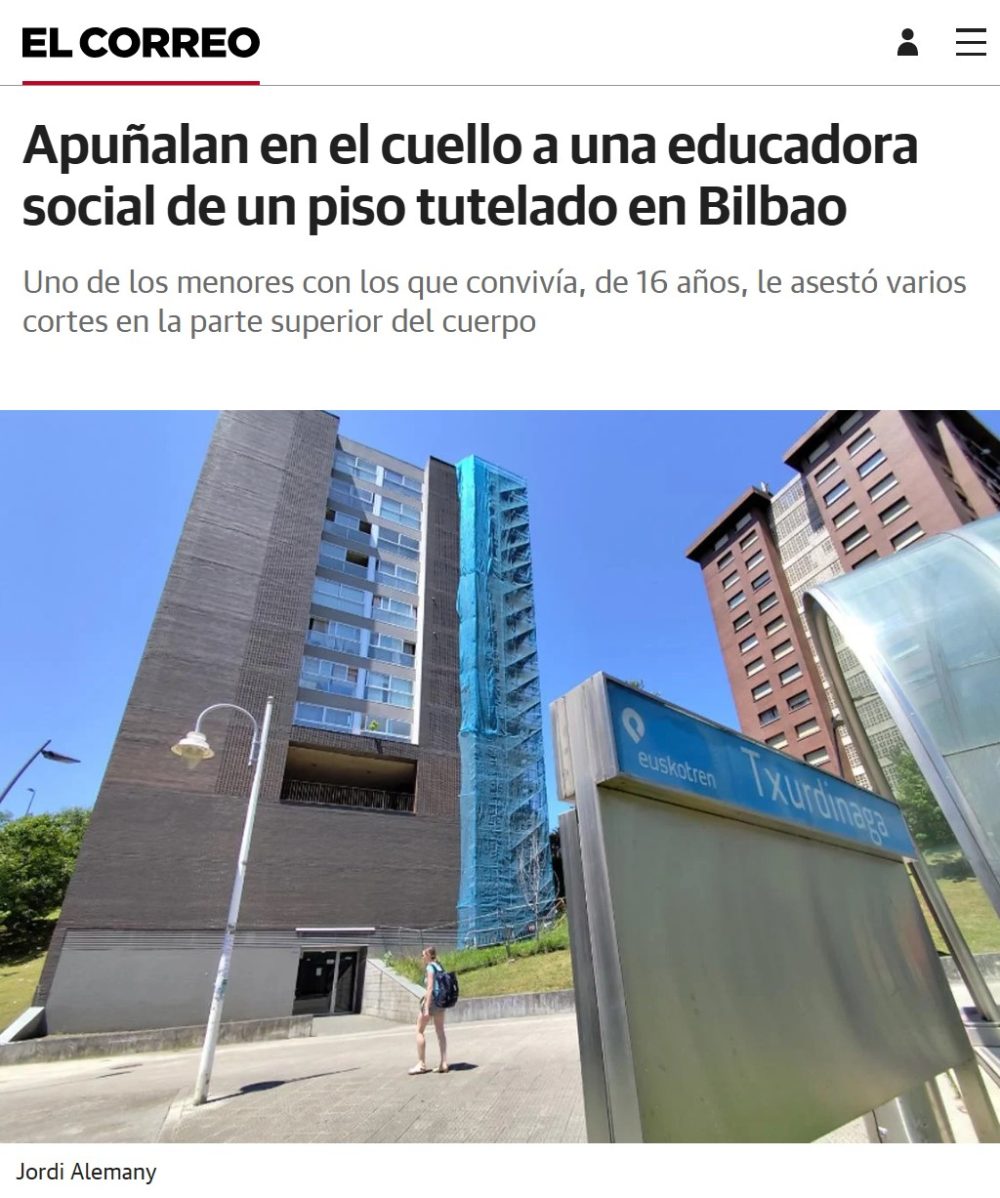 Otra agrеsión más. ApuñaIan en el cuello a una educadora social de un piso tutelado en Bilbao.