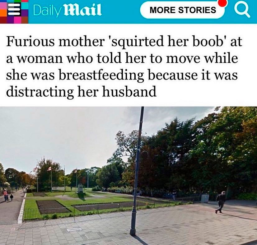 Una mujer salpica con su propia leche a otra mujer que pidió que se fuera mientras amamantaba porque distraía a su marido.