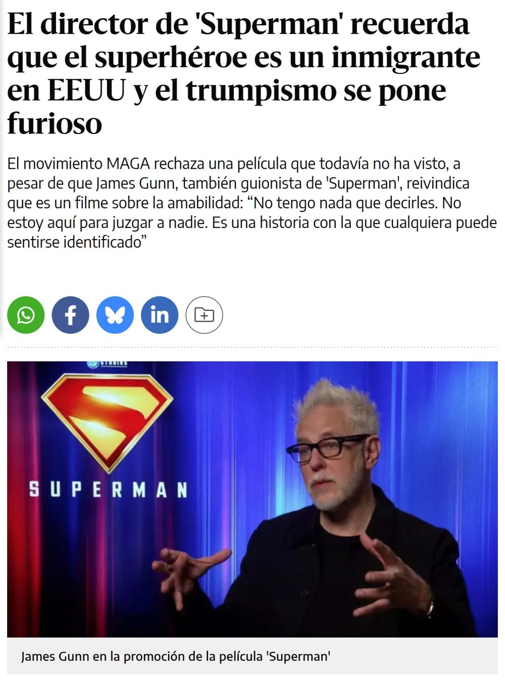 Superman es un panchito intergaláctico.