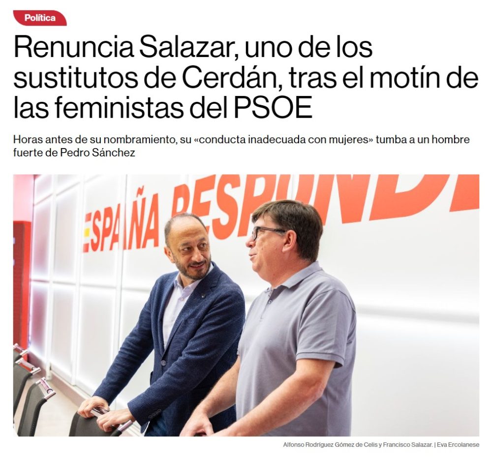 El nuevo "hombre de confianza" de Pdro Snchz no ha durado ni 24 horas en el puesto antes de que salga un escándalo machirulo sobre él.