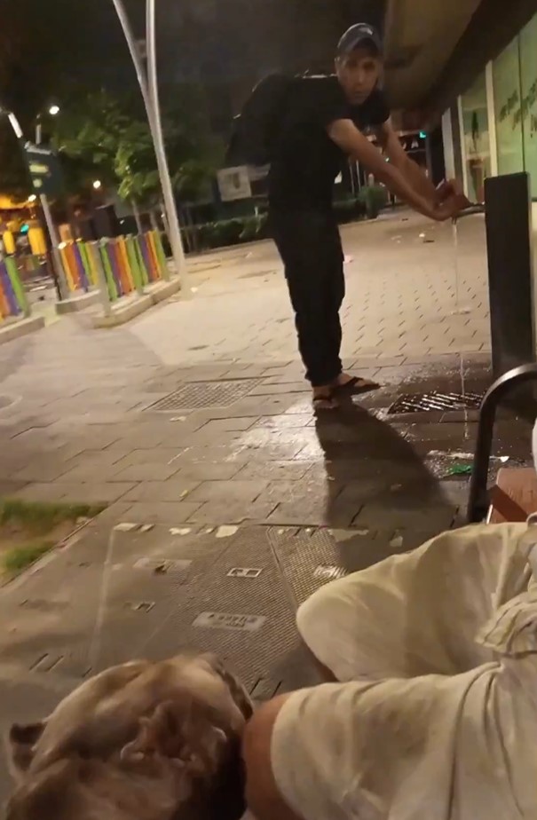 Un amego intenta pedir un segarro a dos personas mayores con un perro... pero qué perro.