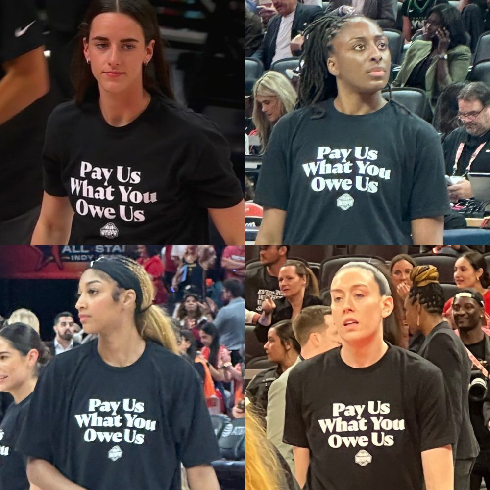 Las jugadoras de la WNBA saltan al campo con una camiseta en la que piden que se les pague lo que se merecen.