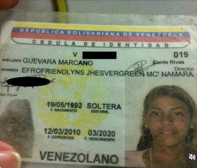 Nombres venezolanos que en cualquier otro país conllevarían pena de prisión para los padres.