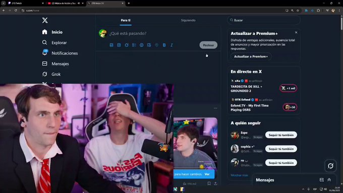 Gaspi hizo stream junto a Rubius, le hizo cerrar los ojos para tuitear algo, y... le dio un beso.