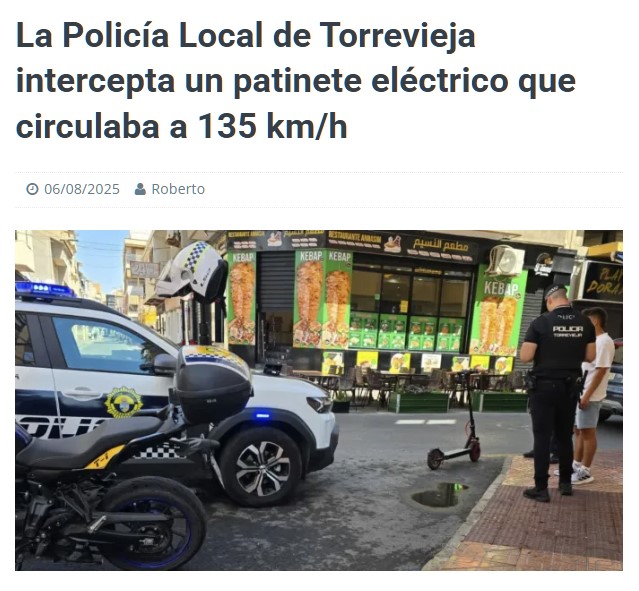 Pillan a un notas a 135km/h en patinete.