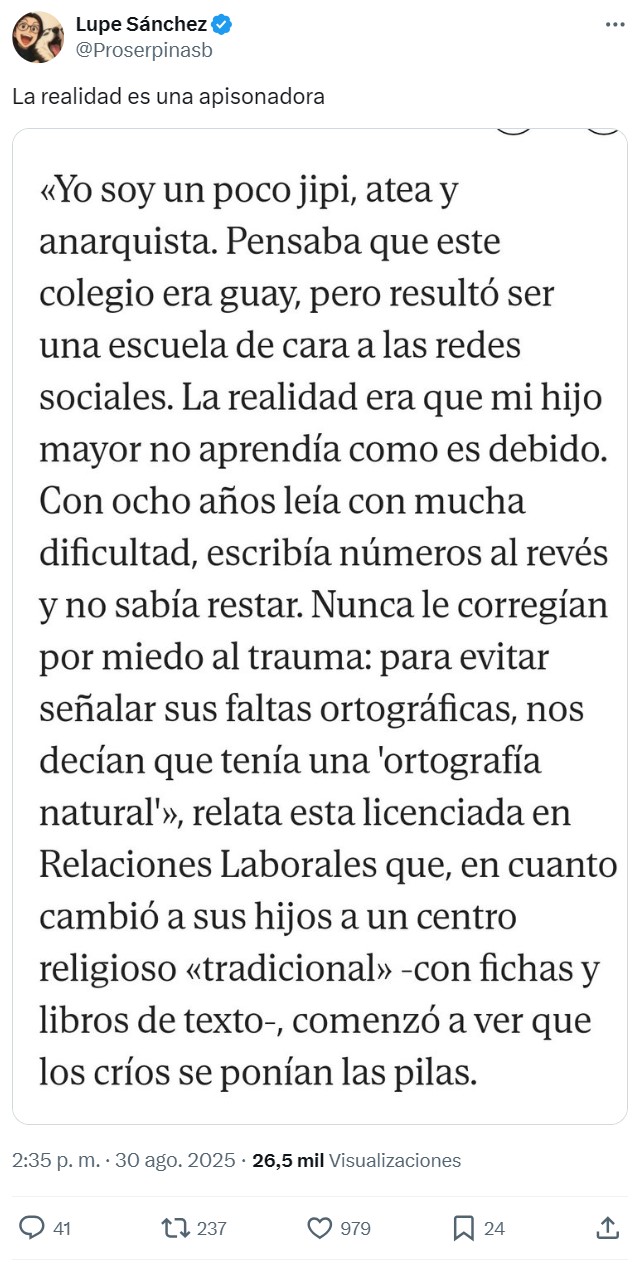 Llevaré a mis hijos a un colegio progresista eco-resiliente y tolerante con la "diversidad intelectual" ¿Qué podría salir mal?
