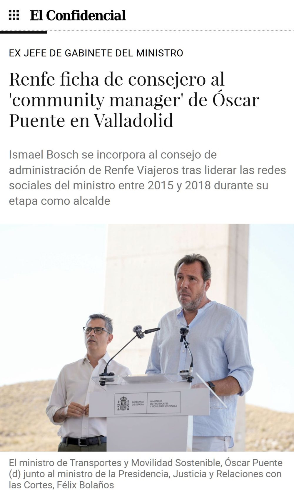 Traducción: Óscar Puente le asigna un sueldo Nescafé a su colega de las redes sociales.