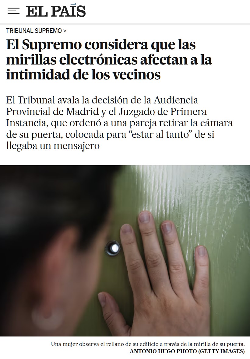 El Supremo va a por las mirillas electrónicas: vulneran la intimidad de los vecinos.
